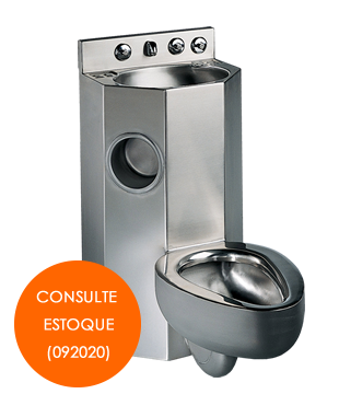 Combinado Inox Vaso e Pia Prisional Kompact Frontal - 76.110