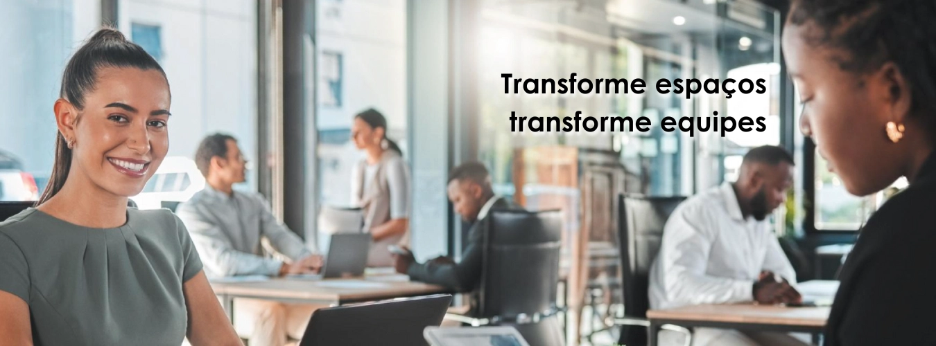 Ambiente corporativo com soluções Draco — praticidade, economia e higiene automatizada em bancos e escritórios.